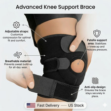 Knee Brace Hinged Compression Sleeve Joint Support Open Patella Stabilizer US