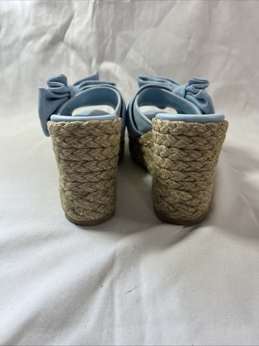 Stuart Weitzman Raffia Lt Blue Love Knot Wedge Sz 5.5B Women’s Sandals EUC - Picture 5 of 10
