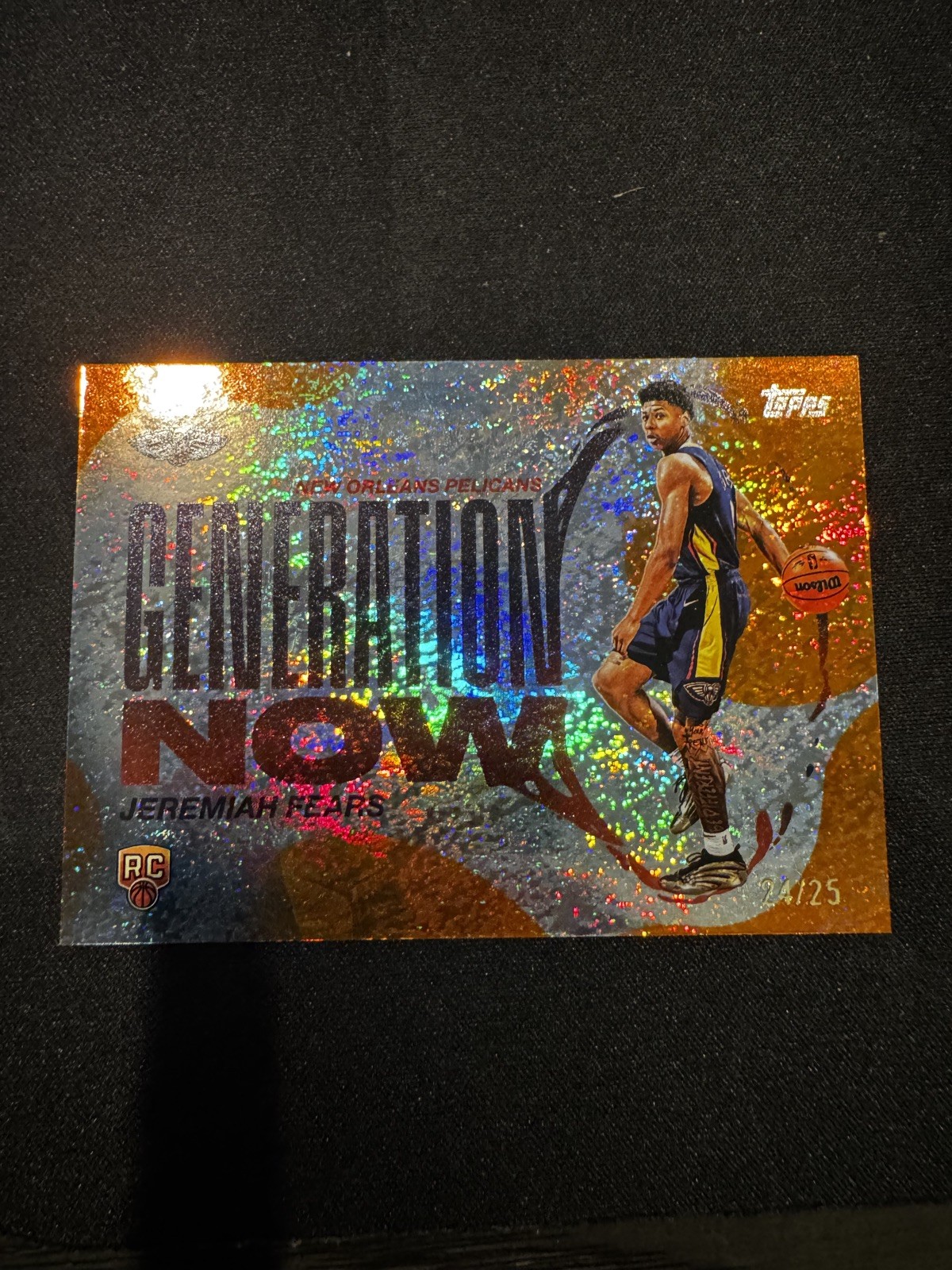 2025 Topps Jeremiah Fears Generation Now Orange Foil 24/25. New Orleans Pelicans
