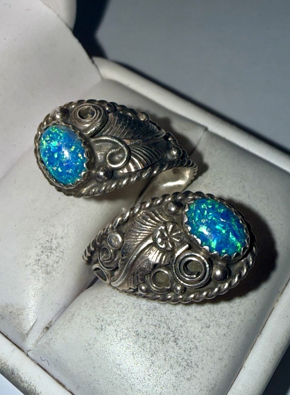 Native American Solid Sterling Silver Boulder Opa… - image 2