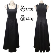 Vintage 90s Black Zum Zum Formal Dress Rhinestone Choker Maxi Goth Size 7  8 Med