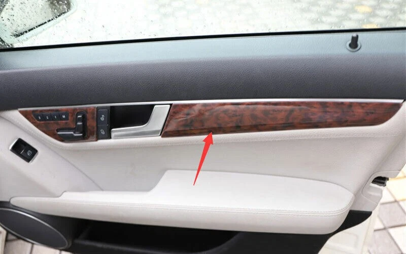 For Benz C-Class 2008-2014 Agate Wood Grain Inner Door Strip Panel Decor Trim 4* - Image 4 of 4