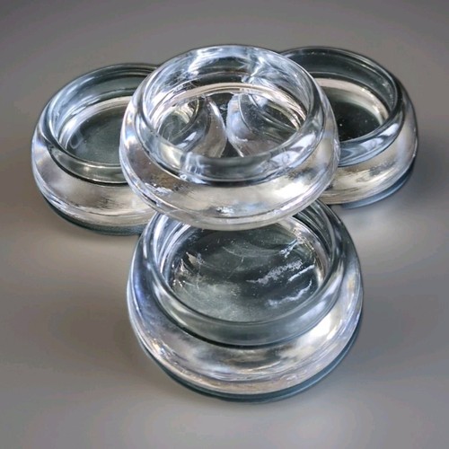 Vintage USA Anchor Hocking Glass Caster Cups Heavy Duty - Lot of 4 - Size 2.5”