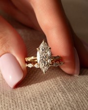 Imperial Marquise 12.55 Ct Cut Solitaire Engagement Ring Classic Yellow Gold 18k