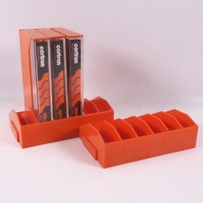 Lot of 2 Vintage Orange Modular Cassette Tape Holder Rack Stand Storage