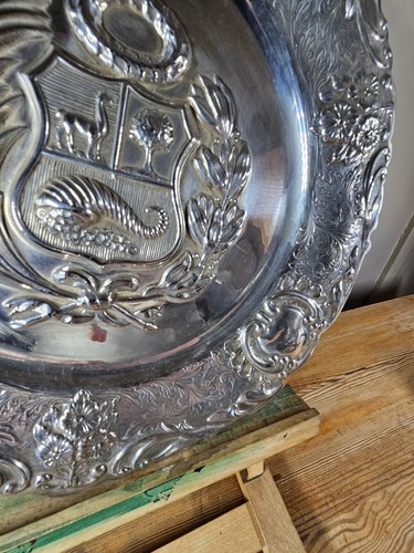 RARE LARGE STERLING SILVER DECORATIVE PLATE – 925 HALLMARKED – MADE IN PERU - Picture 20 of 20