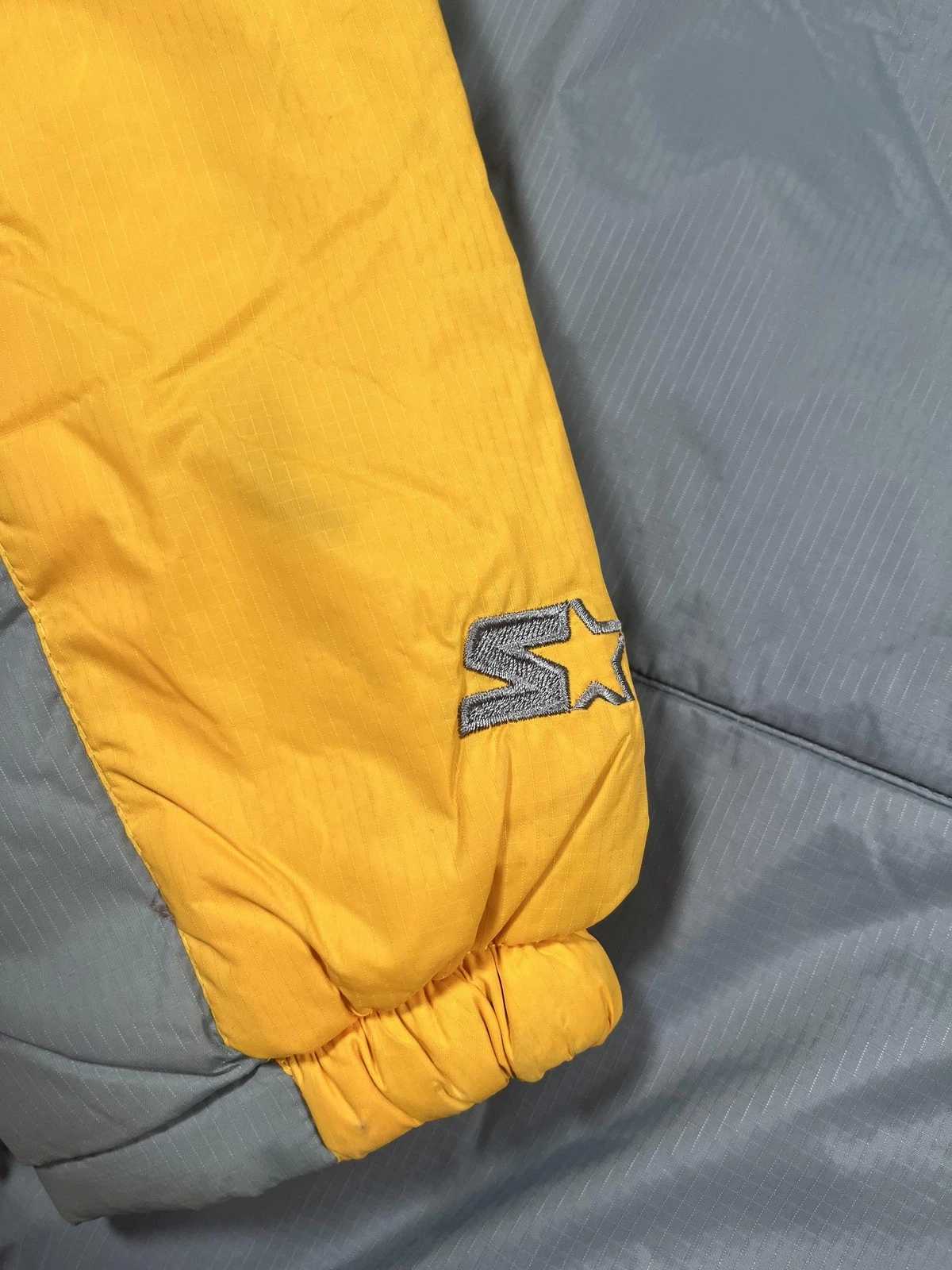 Starter Jacket Mens XL Gray Yellow Down Puffer Insulated Winter Zip STM1183NC image 10