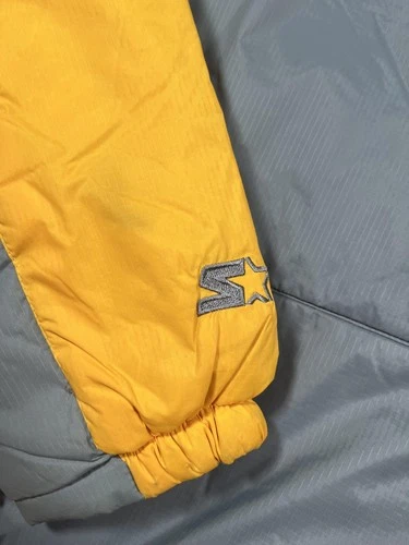 Starter Jacket Mens XL Gray Yellow Down Puffer Insulated Winter Zip STM1183NC image 10