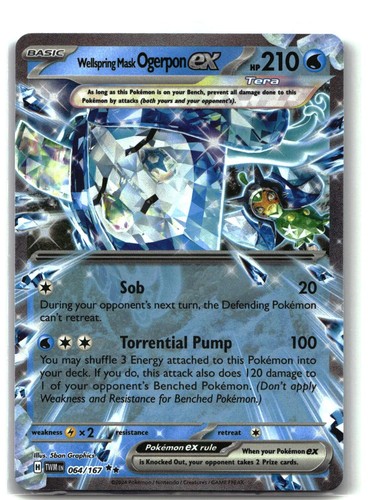 Wellspring Mask Ogerpon ex Holo Double Rare Pokemon Twilight Masquerade 64 NM