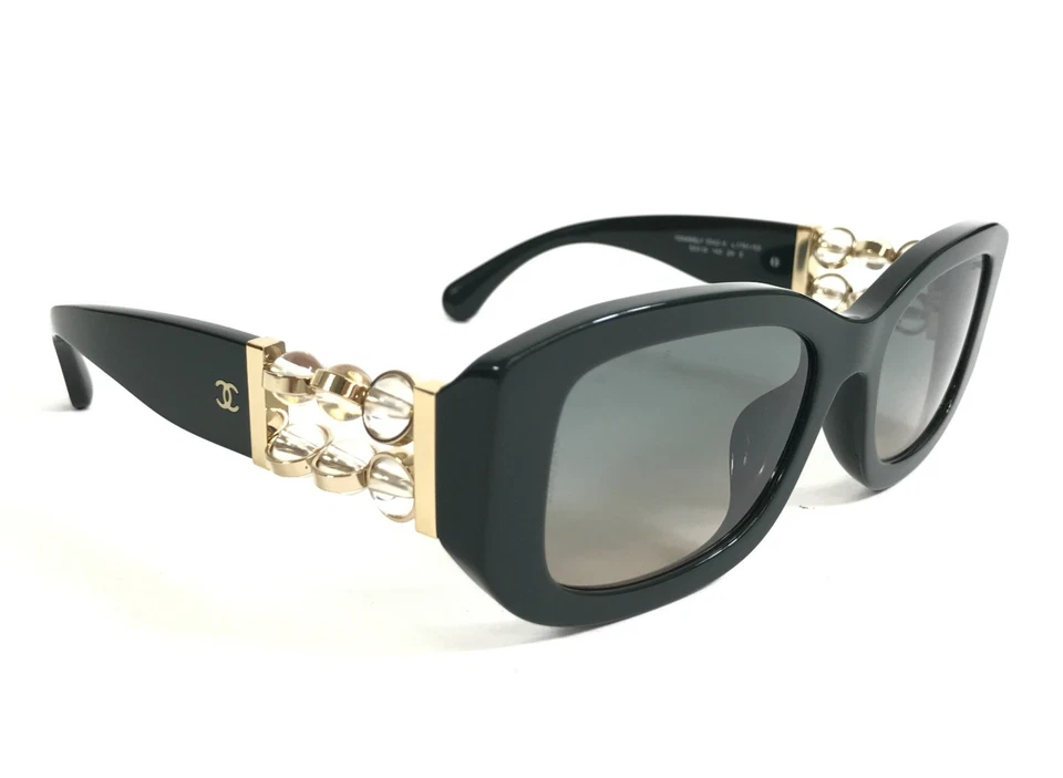 Gafas de sol Chanel 5542-A c.1791/S3 marcos de perlas de vidrio verde con lentes degradadas Foto 4 de 4