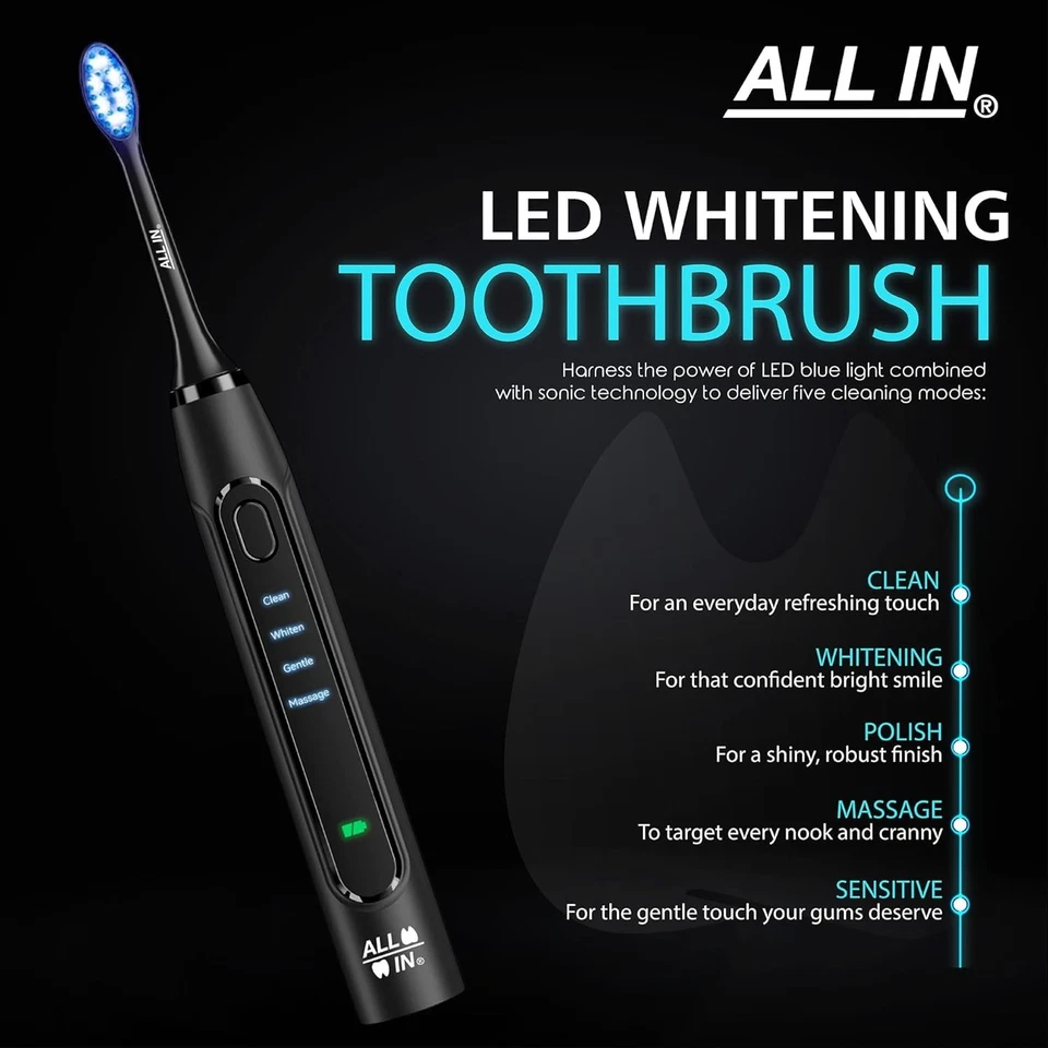 Sonic Rechargeable LED Whitening Toothbrush with Blue and Red Light Technology - Image 4 of 4