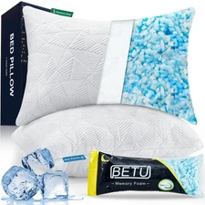BETU Cooling Pillows 2-Pack Standard/Queen Shredded Memory Foam Cool Sleep