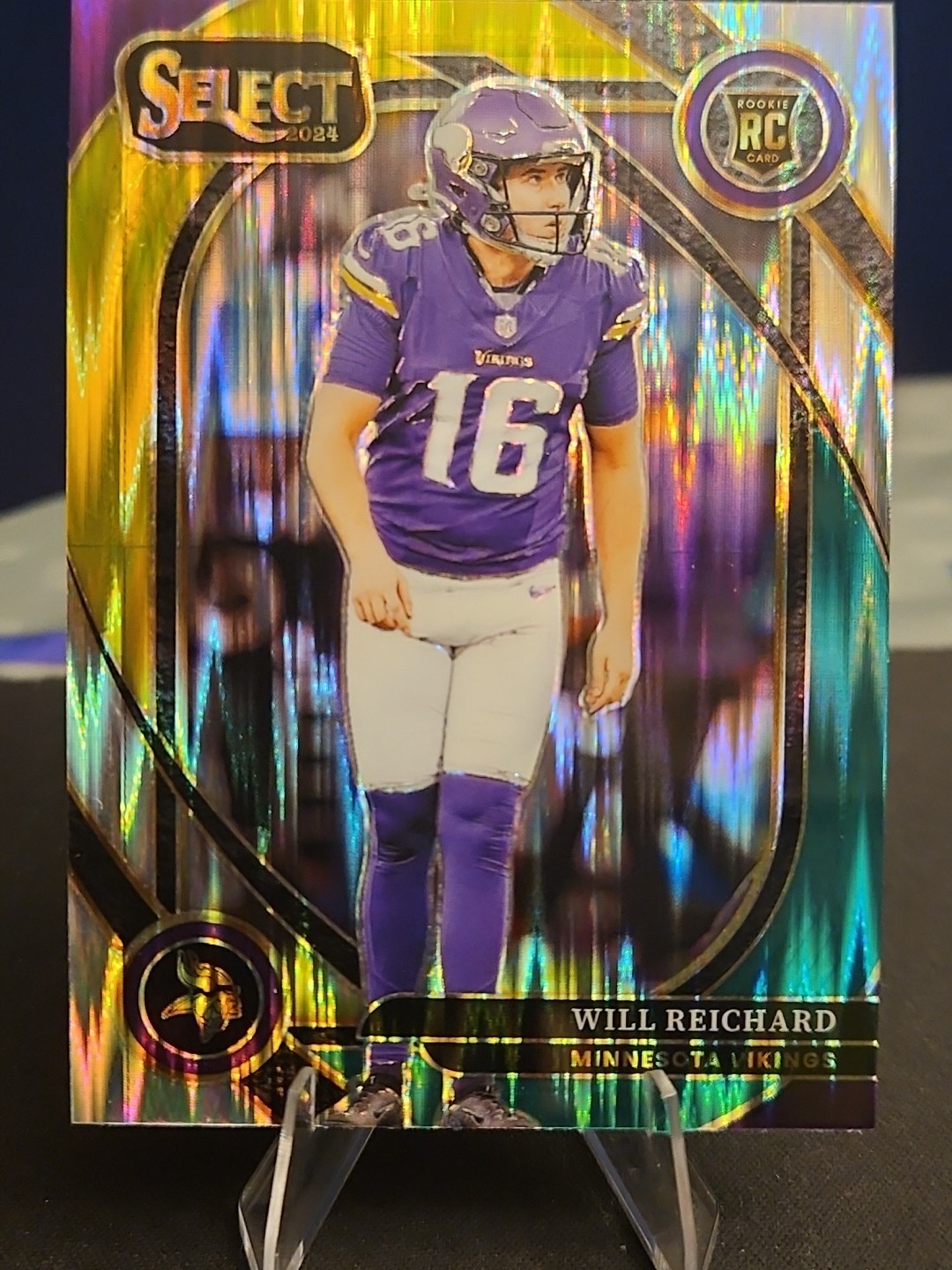 Will Reichard 2024 Panini Select Club Level #300 Green & Yellow Shock Prizm (RC)