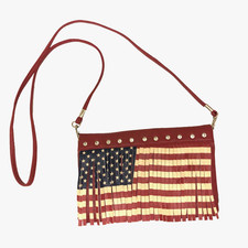 Xlnt Cond American Flag Fringe Crossbody Purse/Wallet Patriotic USA RedWhiteBlue