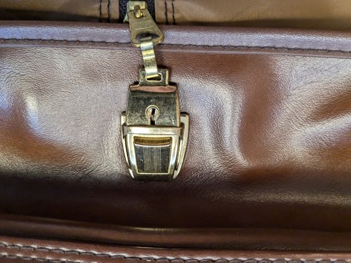 Samsonite Vintage Brown Faux Leather Travel Garment Bag Luggage Suit Business - Picture 5 of 9