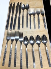 Vtg. Oneida LTD. USA 1881 Rogers Spanish Court Stainless Flatware for Four