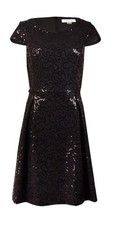 Calvin Klein Women's Bonded Lace Sequined Dress (2, Black)