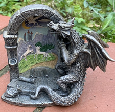 Myth & Magic Dragon’s Window Unicorn Scene 3889 Tudor Mint 2001  Missing Crystal