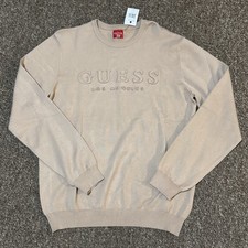  70 Guess Los Angeles Tero Emboss Sweater Size XL Toasted Taupe Mens Brown