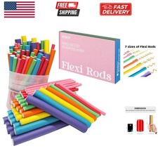 47 pcs 7'' Hair Curlers Rollers Flexi Rods Flexible Curling Rods Set No Heat ...