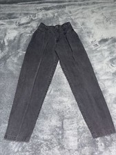 Gitano 80s 90s Women High Rise Black Trousers Mom Jeans Rare Triangle Belt Loops