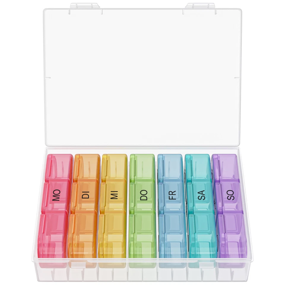 Tablettenbox 7 Tage Pillen Box BPA frei Medikamenten Aufbewahrung Tablette Dose