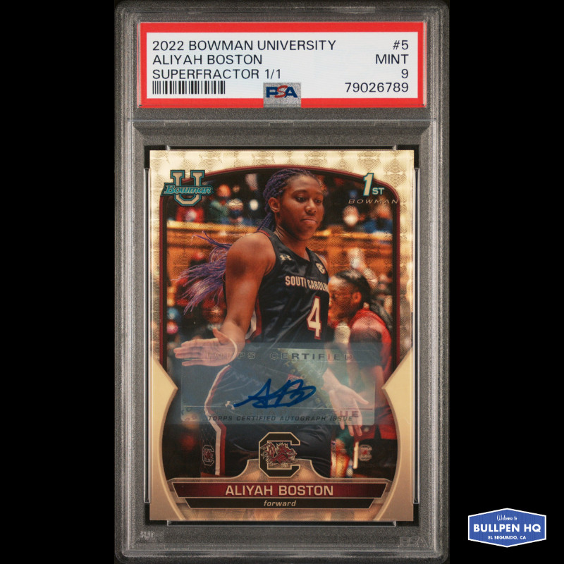 2022-23 Bowman University Chrome 1st Auto Aliyah Boston Superfractor 1/1 PSA 9