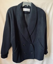 Vintage 1980s Macintosh Wool Coat Size 12 Winter - Double Breasted Black-lined