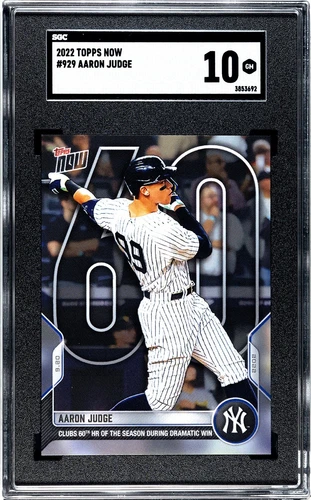 2022 TOPPS NOW AARON JUDGE 60TH HOME RUN HR 929 SGC 10 GEM MINT