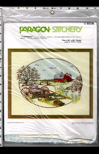Vintage Paragon Stitchery Crossstitch Carriage & Barn Kit