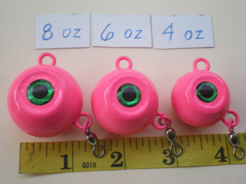 6 PCS. FLUKE EAR BALL JIGS W/EYE SOCKET #1 SWIVEL/MUSTARD 8, 6, 4 OZ. 2ea. - Picture 19 of 19