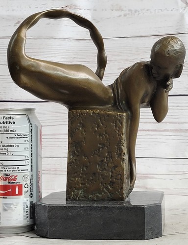 Nude Bronze Metal Mermaid Figure Statue Sculpture Original Art on Marble Base - Picture 2 of 10