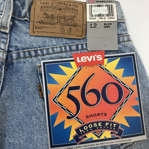 NWT VTG New Levis 560 Denim Jean Short Boys Size 12  Slim Fit Orange Tab 90s - Picture 4 of 15