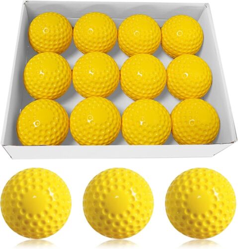 Baseballs 12 Pack Yellow Dimpled Baseballs, 9-Inch Pitching Machine Baseballs...