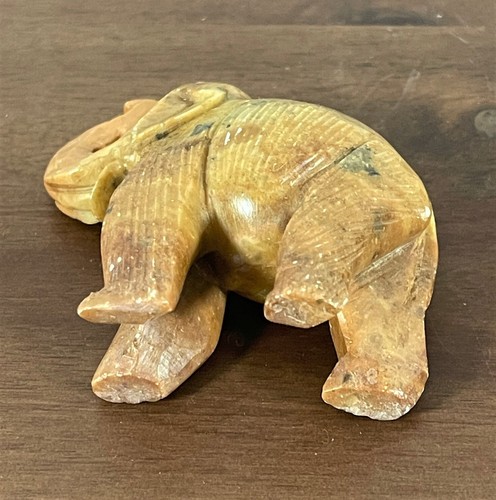 Brown & Cream Marble ? Carved Stone Elephant Figurine 2.75" - Picture 5 of 10