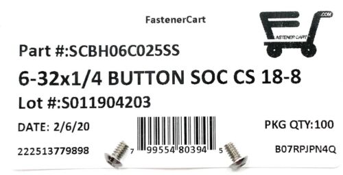 (100) 6-32x1/4 Cabezal de Botón Tapa Tornillo Acero Inoxidable Allen (100 PIEZAS) - Imagen 2 de 4