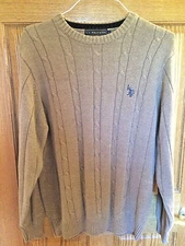 U.S. Polo Assn Solid CrewNeck Mens Sweater Size L Large Tan Light Brown