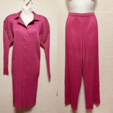 ISSEY MIYAKE PLEATS PLEASE Set up Pink Long Jacket Long Pant Size 2  3