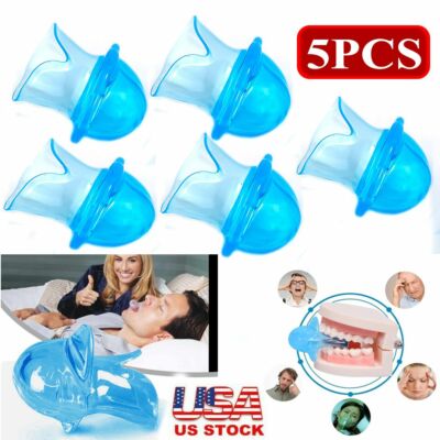 5PCS Silicone Anti Snoring Tongue Device Night Sleep Stop Noise Sleeve Apnea Aid