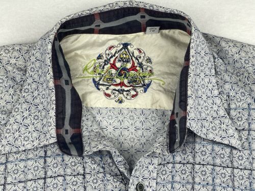 Robert Graham Men’s L Long Sleeve Shirt Blue Geometric Button Down - Picture 4 of 15