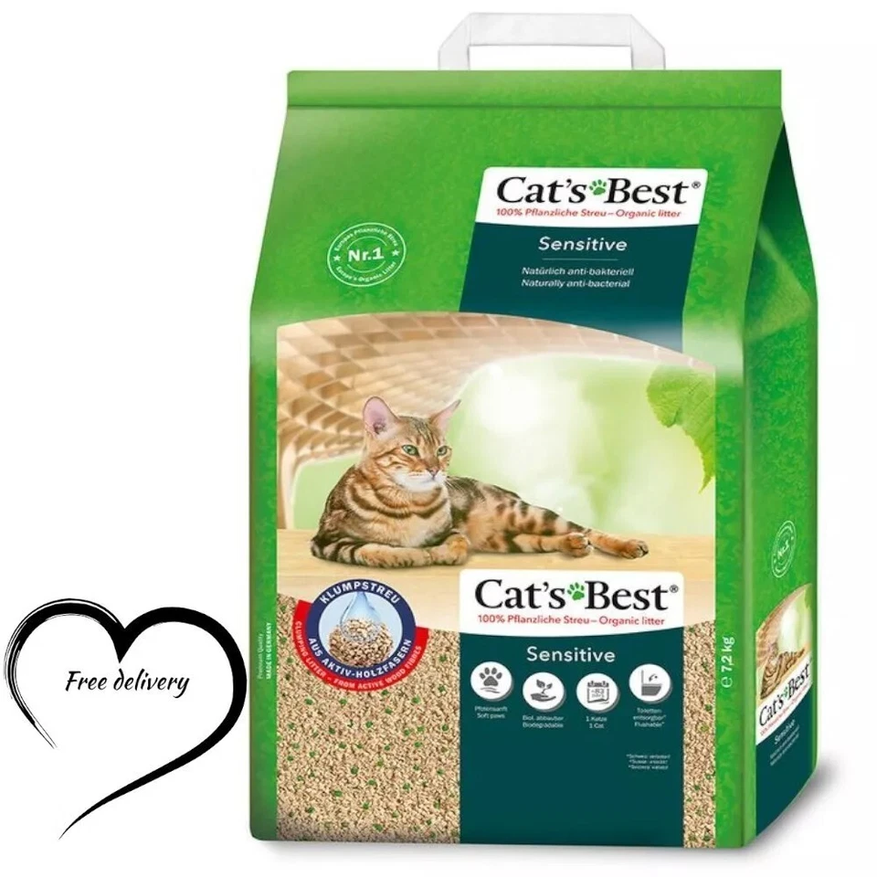 Cats Best Sensitive Clumping Cat Litter 20L Oko Biodegradable Wood Fibre Cat