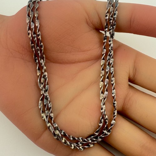 ALE Vintage 925 Sterling Silber 3-Strang gedrehtes Fischgrät Halskette (15,2 g) - Bild 1 von 5