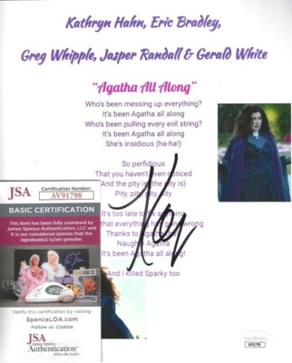 KATHRYN HAHN SIGNED WANDAVISION AGATHA ALL ALONG LYRIC SHEET - JSA COA