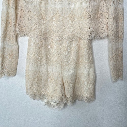 SAYLOR Anthropologie Savannah Layered Lace Romper in Natural Women’s Size XS - Picture 4 of 9