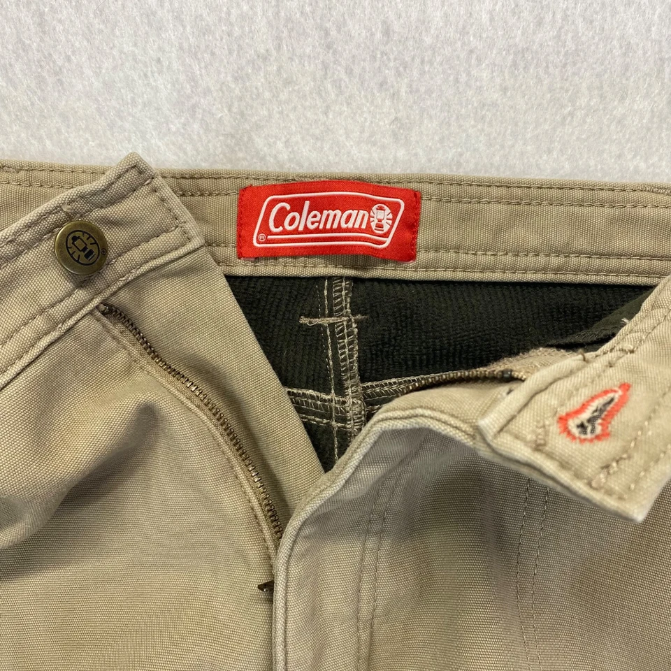 Coleman Men's Fleece Lined Carpenter Pants Canvas Work Khaki Size 34X30 Stretch - Image 2 of 4