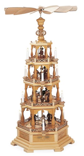 Pyramide Tischpyramide Heilige Geschichte 4-stöckig, natur elektr. beleuchtet