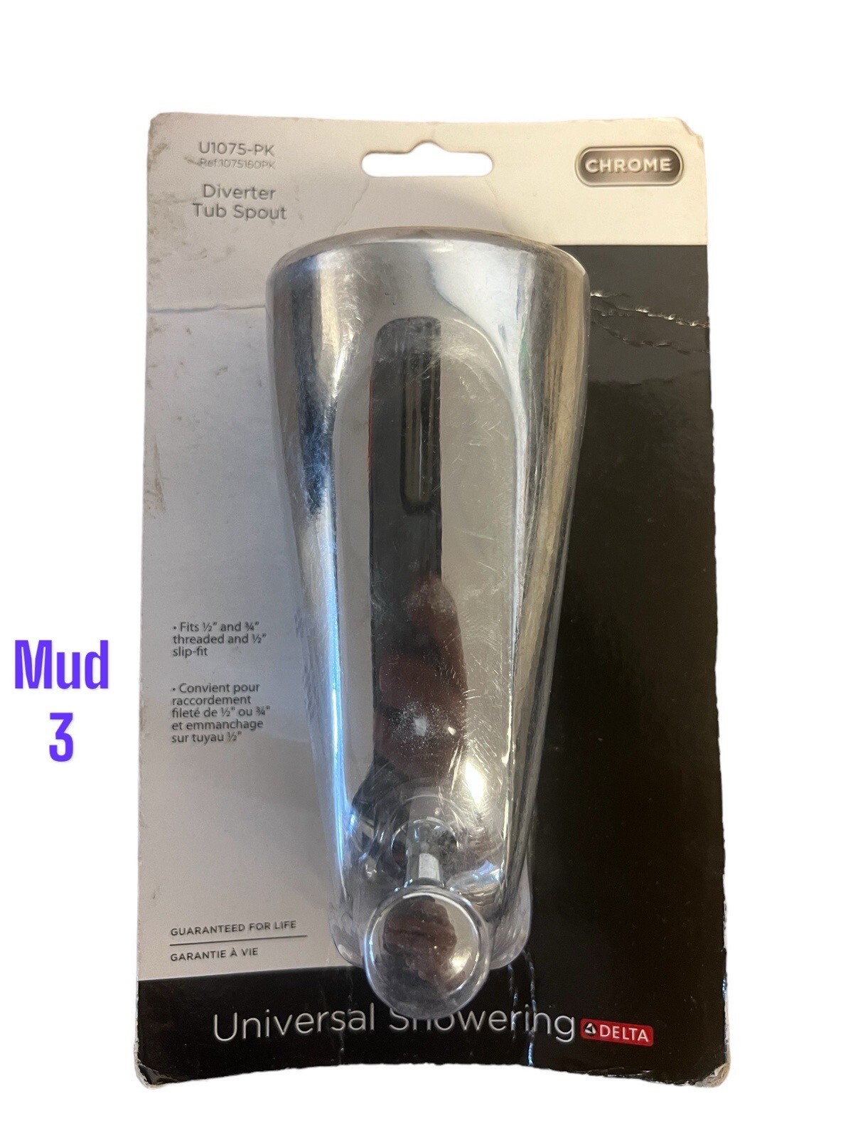 Delta U1075PK Genuine Shower Tub Diverter Spout, Long PullUp, Chrome