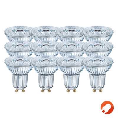 12 x OSRAM LED BASE PAR16 GU10 GLAS LED Strahler 4.3W=50W 36° 4000K Cool white