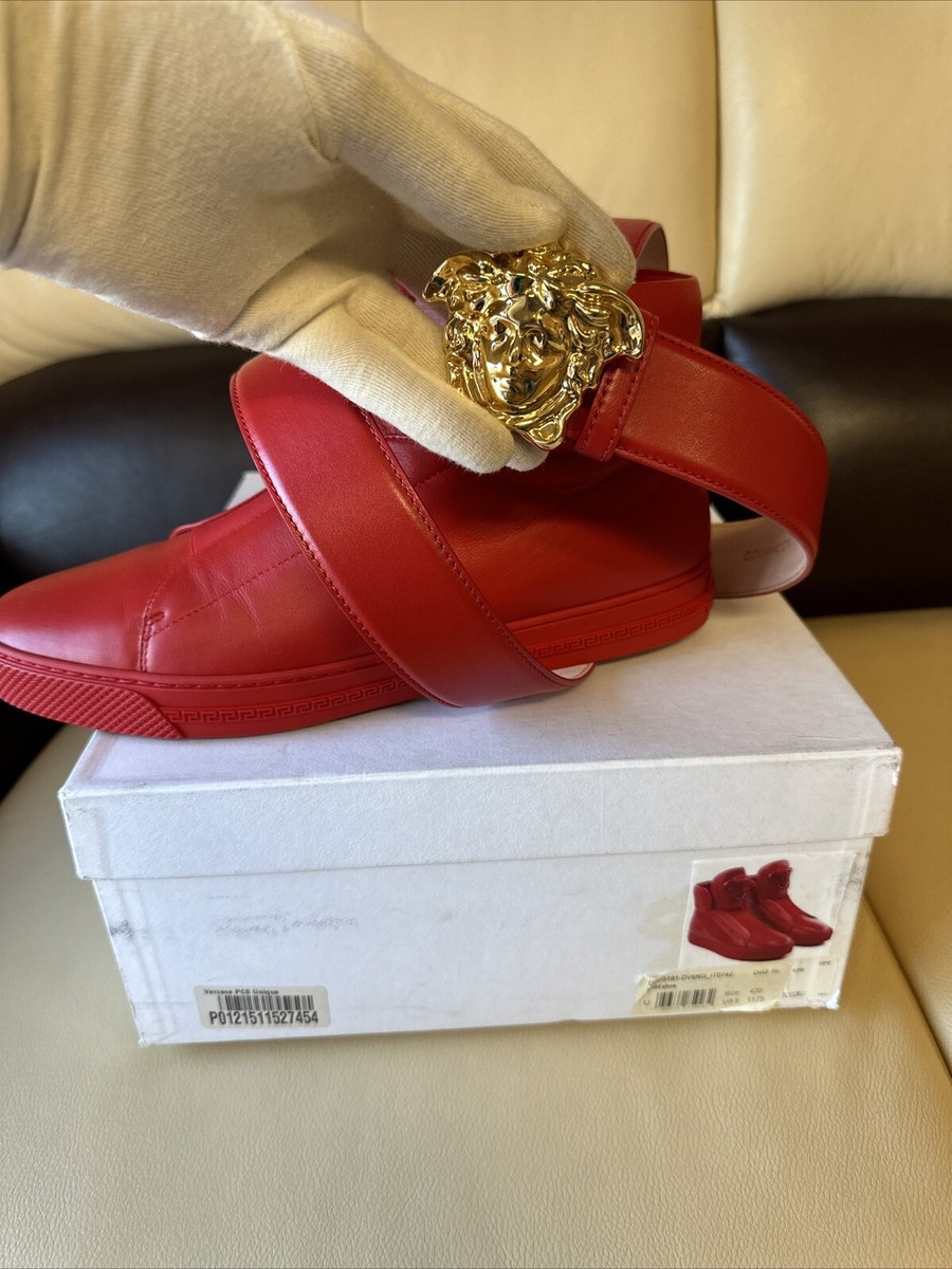 Versace Mens Red Leather High Top Sneakers ONLY USE TIMES SUPER BOTH SIZE 