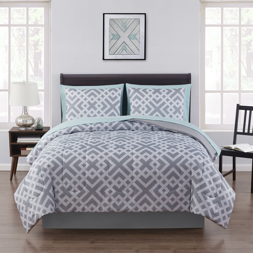 Mainstays Gray Geometric 8 Piece Bed in 